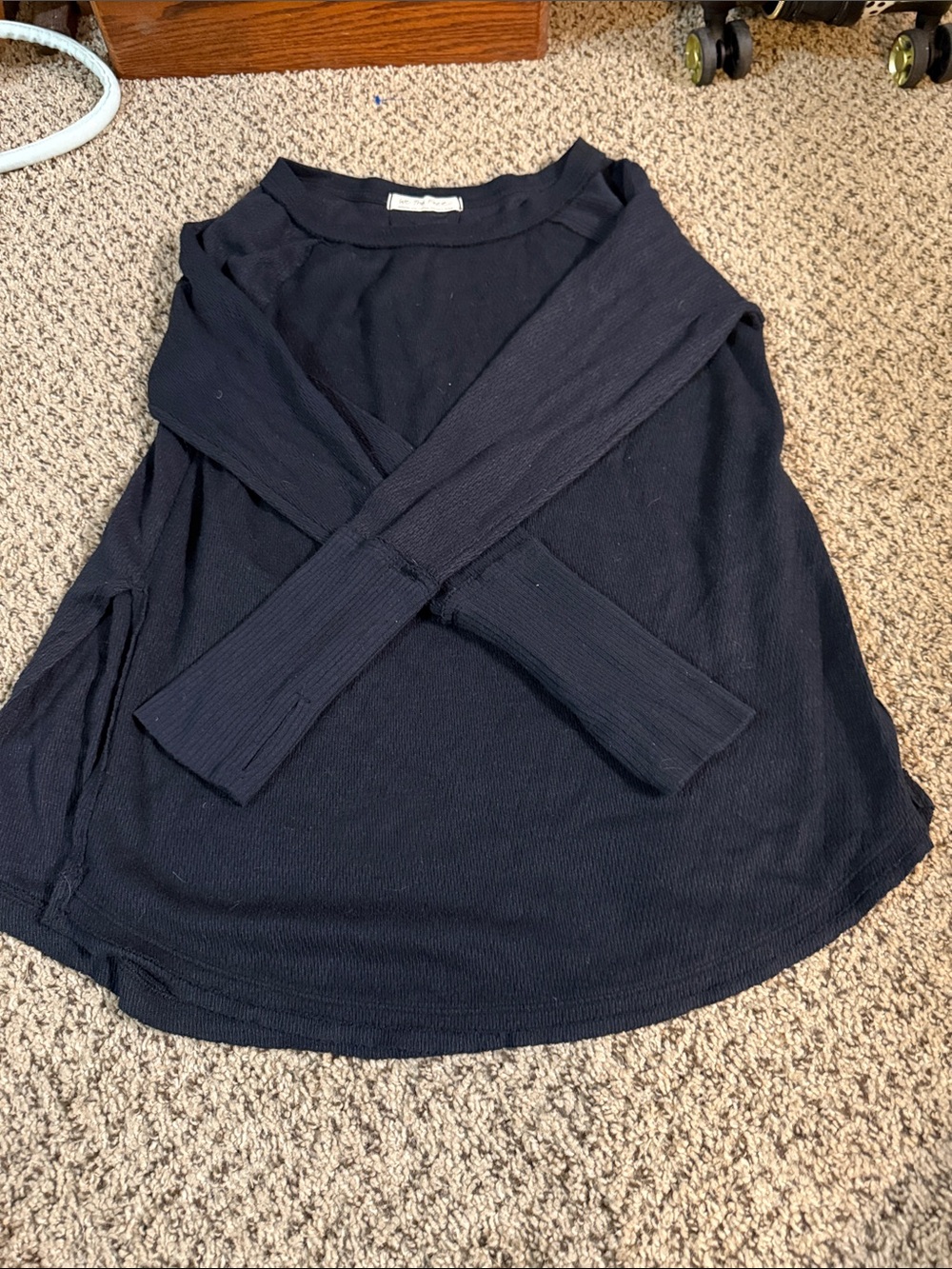 Free People We The Free Black Long Sleeve Thermal Top Medium
